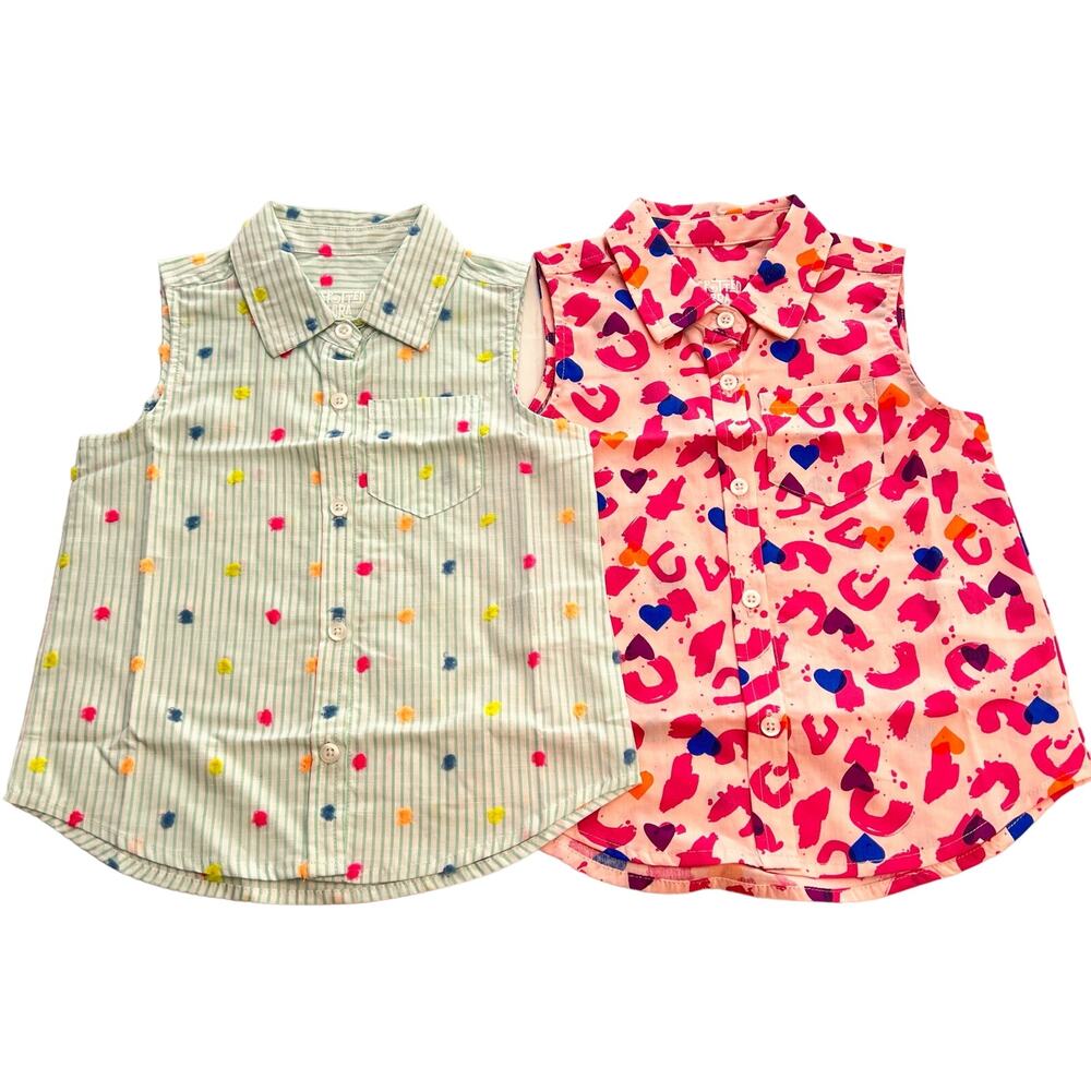 Spotted Zebra Girls' Sleeveless Woven Shirt-Clip Dots Tops Size 2T